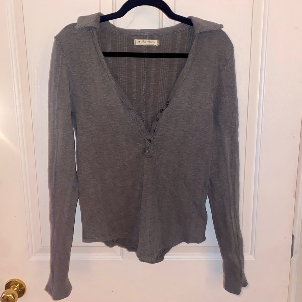 Free People “We The Free” Grey Henley Top